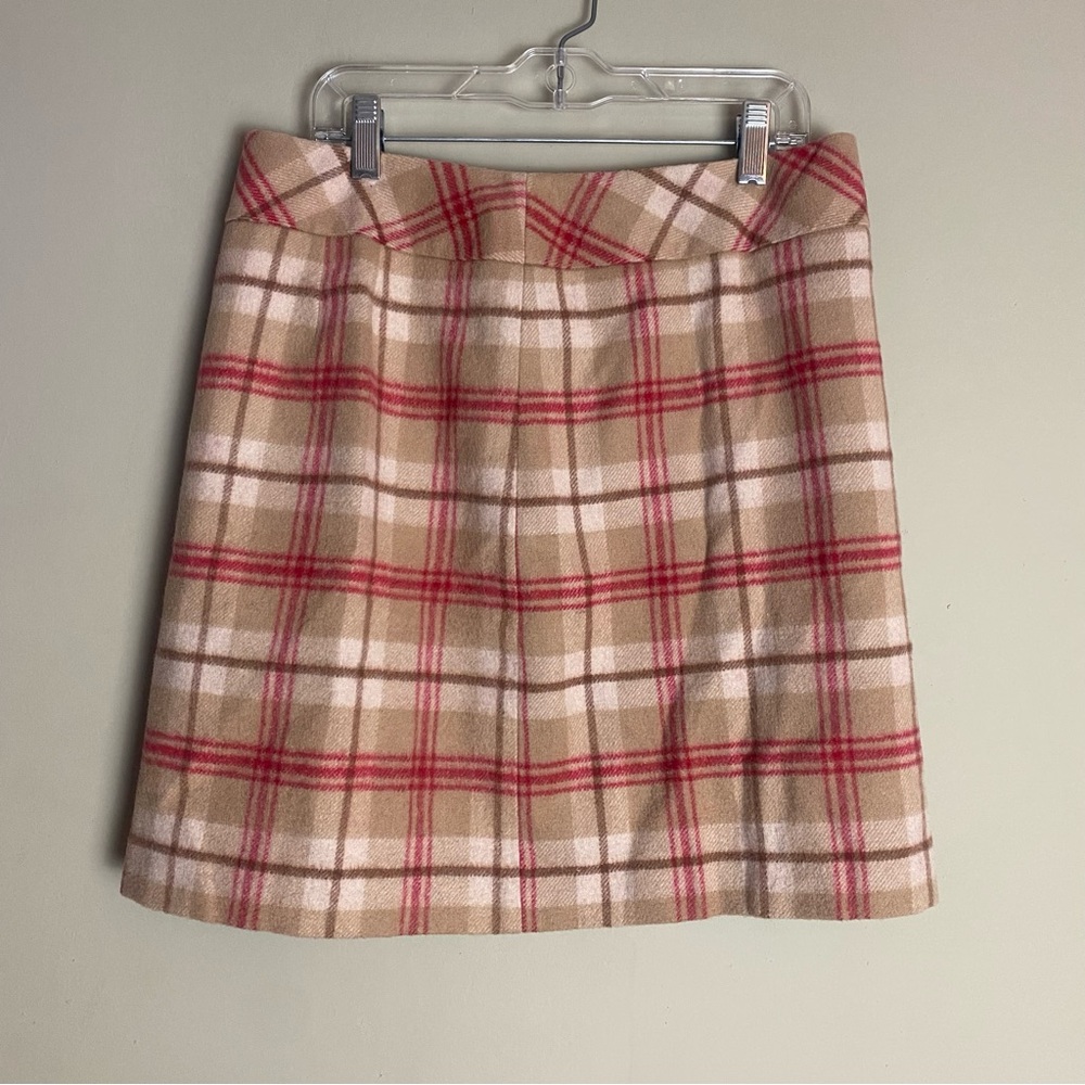 VTG Ann Taylor Women's Brown and Red Plaid Skirt